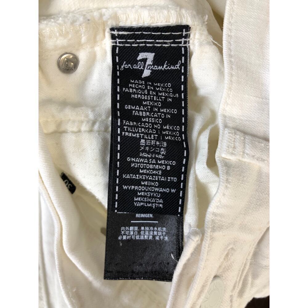 7 For All Mankind Cropped Alexa Jeans High Rise Wide Leg Raw Hem Denim White 30 - Picture 12 of 15